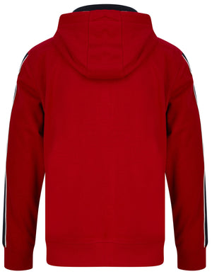 Limbus Brushback Fleece Zip Through Hoodie with Tape Sleeve Detail in Rio Red - Tokyo Laundry