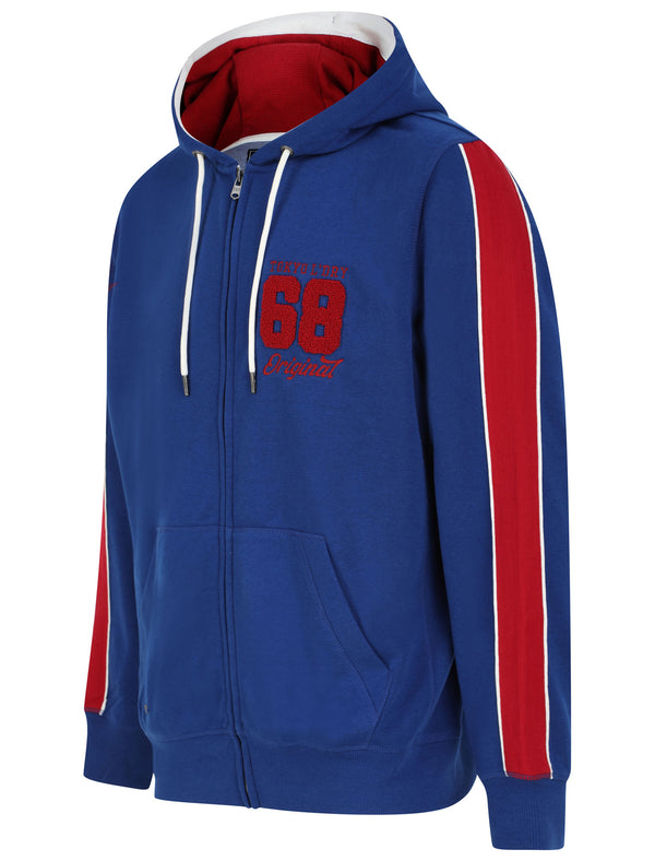 Limbus Brushback Fleece Zip Through Hoodie with Tape Sleeve Detail in Sodalite Blue - Tokyo Laundry