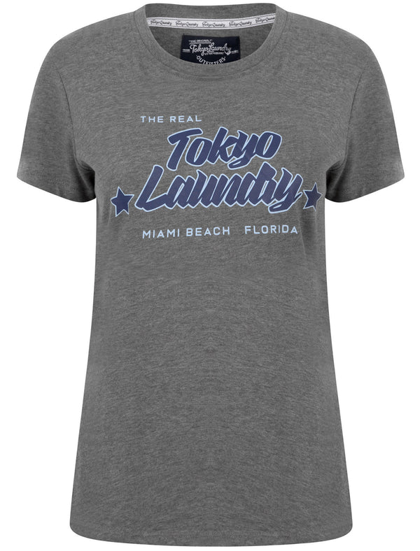Linda Cotton Crew Neck T-Shirt in Mid Grey Marl - Tokyo Laundry