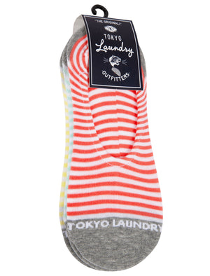 Liner Moana (3 Pack) Basic Cotton Rich Footsie Socks in Coral / Mint / Yellow - Tokyo Laundry