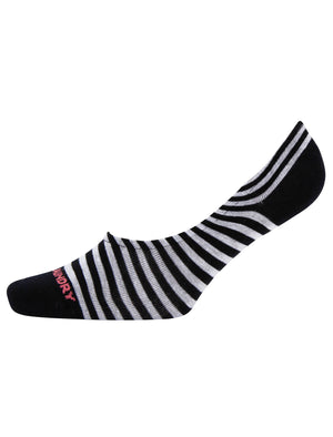 Liner Rapunzel (3 Pack) Assorted Cotton Rich Footsie Socks in Zebra / Black / Stripes - Tokyo Laundry