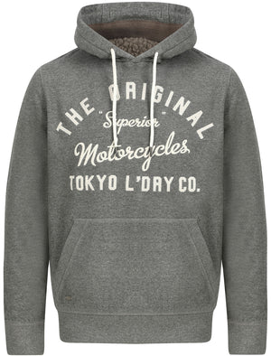 Logan Fleece Pullover Hoodie with Borg Lined Hood in Mid Grey Marl - Tokyo Laundry