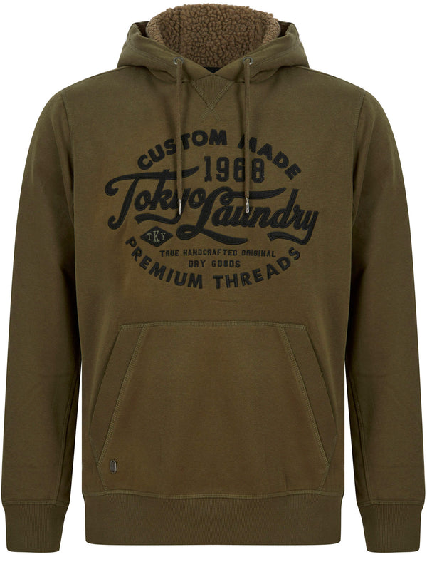 Luthor Fleece Pullover Hoodie with Borg Lined Hood in Amazon Khaki - Tokyo Laundry