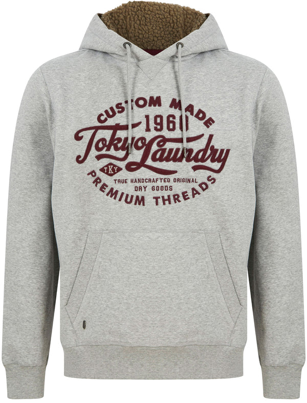 Luthor Fleece Pullover Hoodie with Borg Lined Hood in Light Grey Marl - Tokyo Laundry