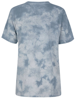Lyra Motif Tie Dye Cotton Jersey T-Shirt in Bijou Blue - Tokyo Laundry