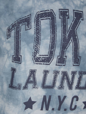 Lyra Motif Tie Dye Cotton Jersey T-Shirt in Bijou Blue - Tokyo Laundry