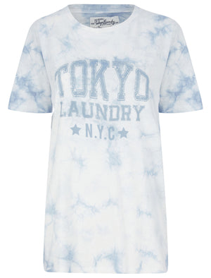 Lyra Motif Tie Dye Cotton Jersey T-Shirt in Blue Fog - Tokyo Laundry