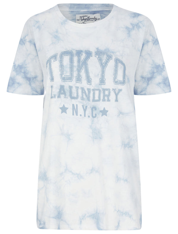 Lyra Motif Tie Dye Cotton Jersey T-Shirt in Blue Fog - Tokyo Laundry