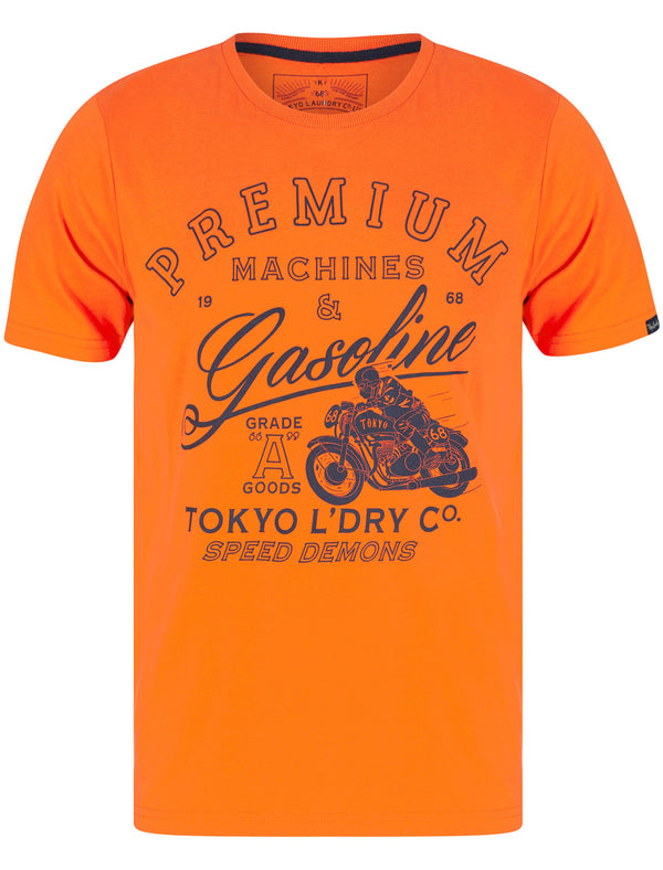 Machines Motif Cotton Jersey T-Shirt In Harvest Pumpkin - Tokyo Laundry