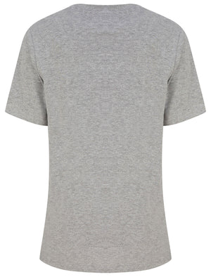 Madelyn Silver Foil Motif Cotton Jersey T-Shirt in Mid Grey Marl - Tokyo Laundry