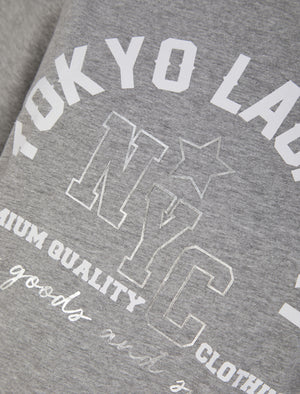 Madelyn Silver Foil Motif Cotton Jersey T-Shirt in Mid Grey Marl - Tokyo Laundry