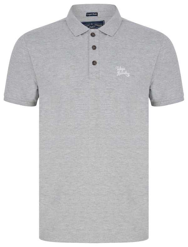 Marahau 2 Signature Cotton Pique Polo Shirt In Light Grey Marl - Tokyo Laundry