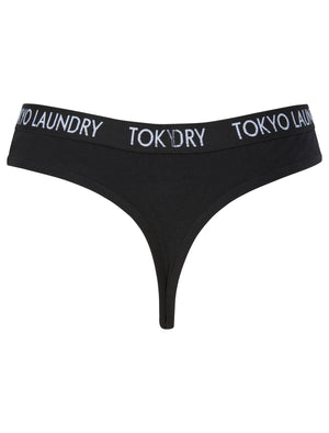 Milly (3 Pack) Assorted Cotton Thongs in Optic White / Jet Black / Light Grey Marl - Tokyo Laundry