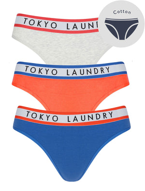 Minnie (3 Pack) Assorted High Rise Leg Briefs In Light Grey Marl / Hibiscus / Nouvean Navy - Tokyo Laundry