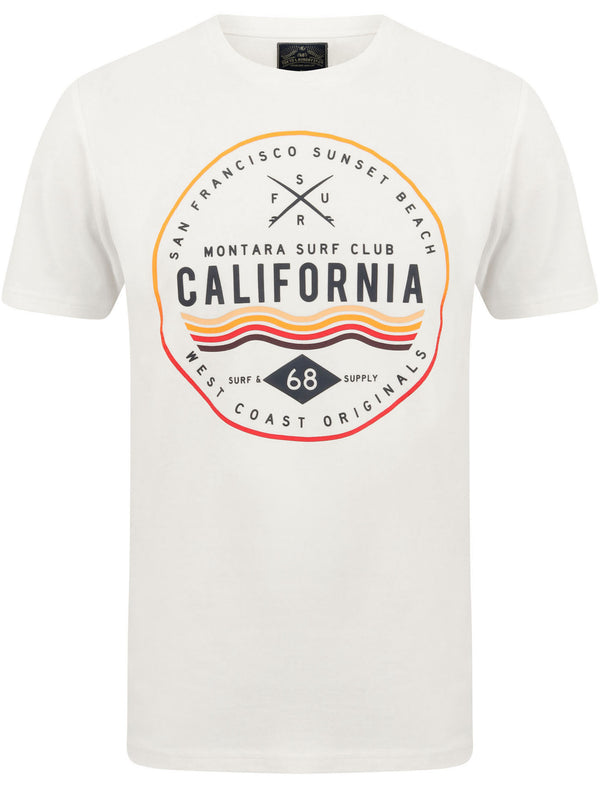 Montara Surf Motif Cotton Jersey T-Shirt In Snow White - Tokyo Laundry