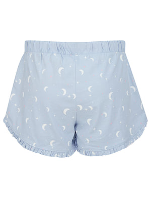 Moon And Stars Print 2 Pc Shortie Lounge Set in Powder Blue - Tokyo Laundry