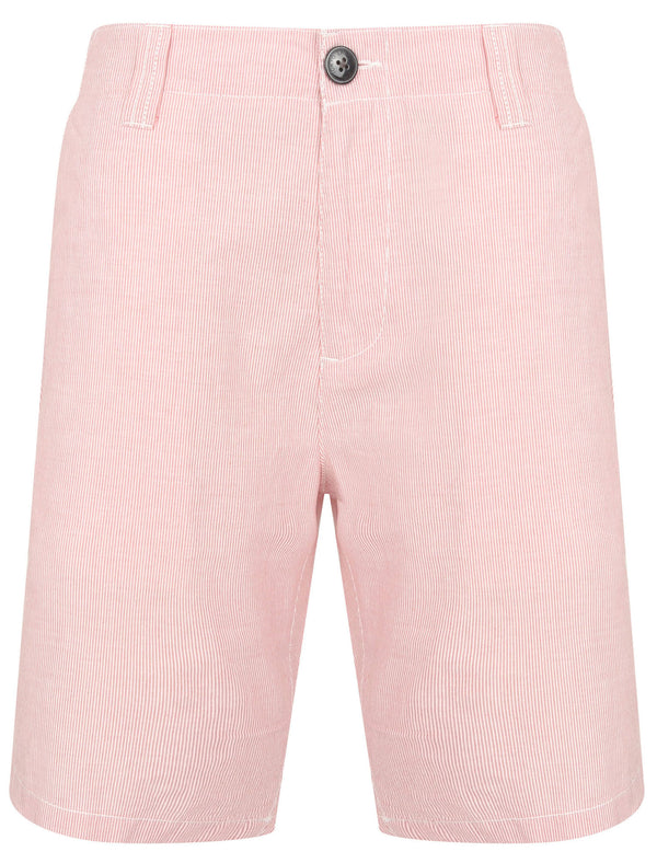 Mula Cotton Herringbone Stripe Chino Shorts in Washed Red - Tokyo Laundry