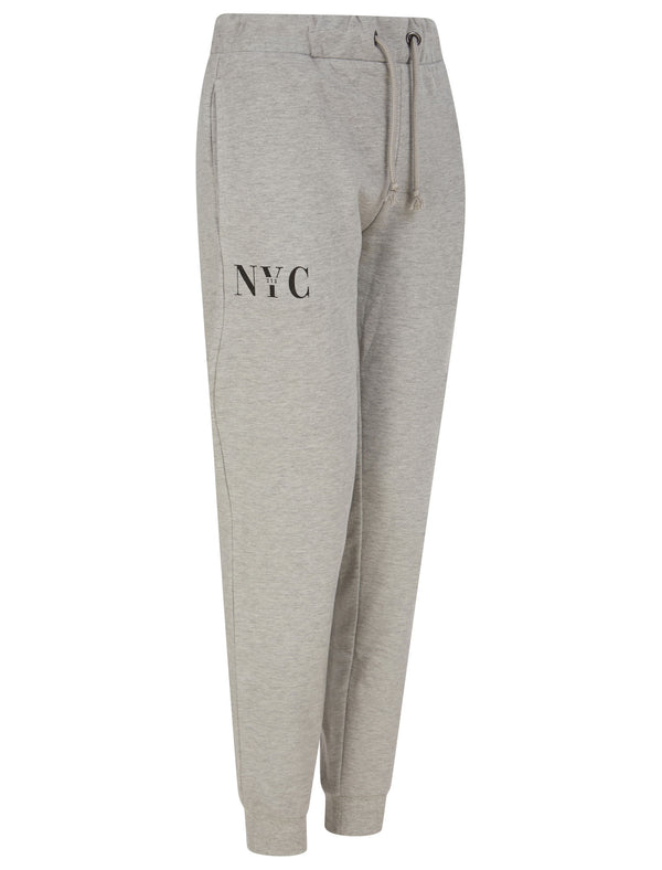 NYC 212 Motif Brushback Fleece Cuffed Joggers in Light Grey Marl - Tokyo Laundry