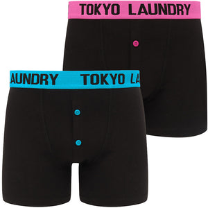 Nelson 2 (2 Pack) Boxer Shorts Set in Blue Atoll / Raspberry Rose - Tokyo Laundry