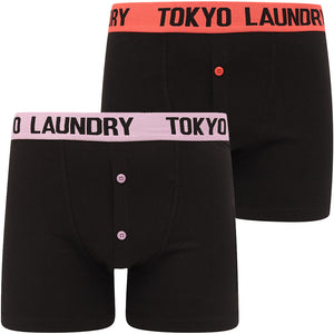 Nelson 2 (2 Pack) Boxer Shorts Set in Hot Coral / Lavender Herb - Tokyo Laundry