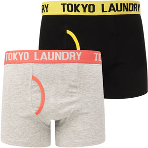 Nevern 2 (2 Pack) Boxer Shorts Set in Maize Yellow / Hot Coral - Tokyo Laundry
