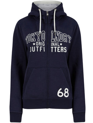 Nimbus Zip Through Fleece Hoodie with Borg Lined Hood in Peacoat Blue - Tokyo Laundry