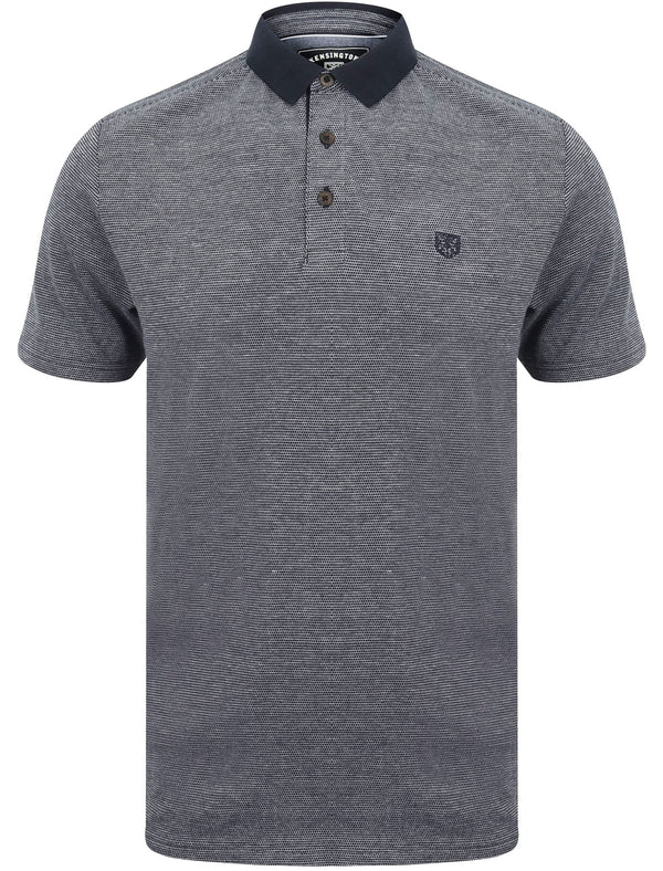 Norfolk Cotton Textured Jersey Polo Shirt in Sky Captain Navy - Kensington Eastside