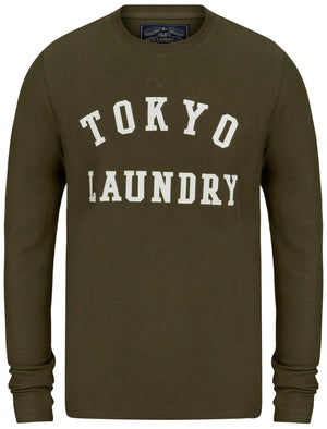 Norsk Felt Applique Loop Back Cotton Long Sleeve Top In Green Leaf - Tokyo Laundry
