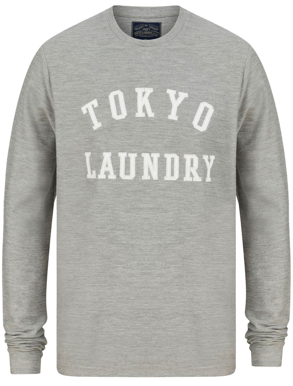 Norsk Felt Applique Loop Back Cotton Long Sleeve Top In Light Grey Marl - Tokyo Laundry