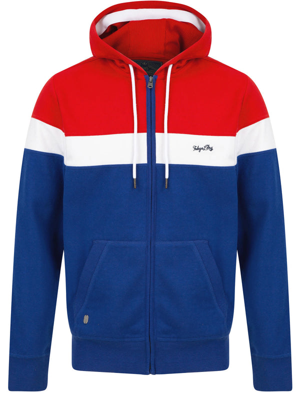 Northdale Colour Block Zip Through Hoodie In Barados Cherry - Tokyo Laundry