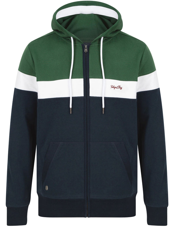 Northdale Colour Block Zip Through Hoodie In Dark Green - Tokyo Laundry