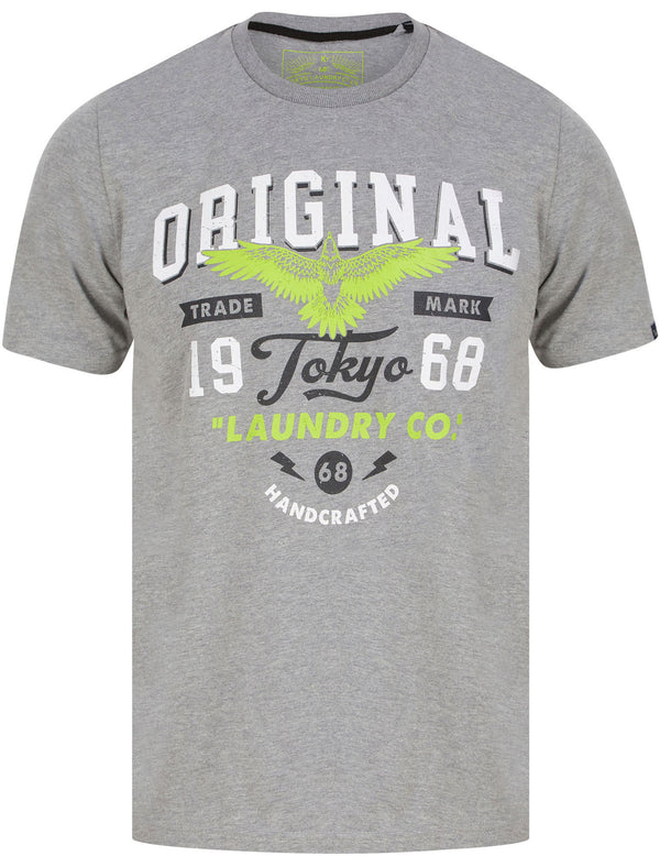 Original Flyer Motif Cotton Jersey T-Shirt in Mid Grey Marl - Tokyo Laundry