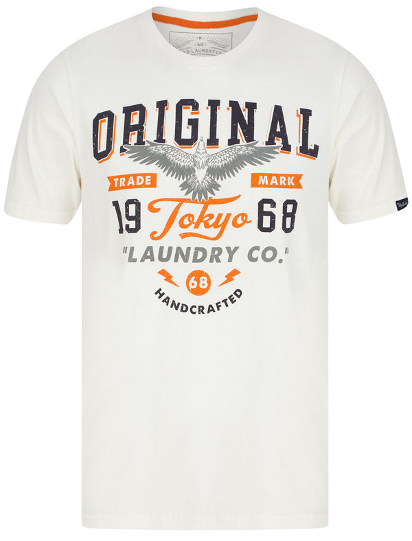 Original Flyer Motif Cotton Jersey T-Shirt in Snow White - Tokyo Laundry