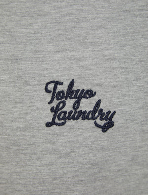 Oron Cotton Jersey Baseball Raglan Long Sleeve Top In Sky Captain Navy / Light Grey Marl - Tokyo Laundry