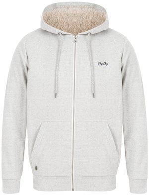 Oskaloosa Microstripe Zip Through Hoodie With Borg Lining In Light Griffin Grey - Tokyo Laundry