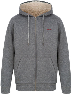 Oskaloosa Microstripe Zip Through Hoodie With Borg Lining In Sky Captain Navy - Tokyo Laundry