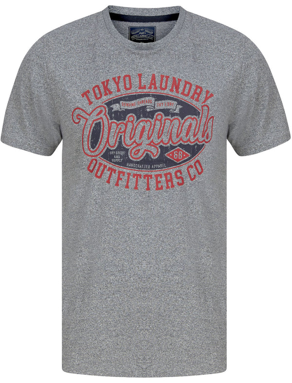 Oval Motif Cotton Jersey Grindle T-Shirt In Light Grey - Tokyo Laundry