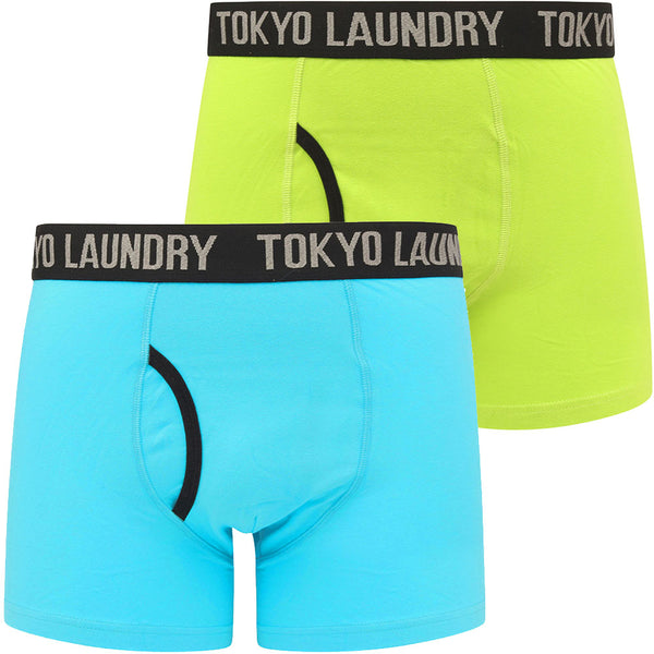 Paget (2 Pack) Boxer Shorts Set In Lime Green / Blue Atoll - Tokyo Laundry