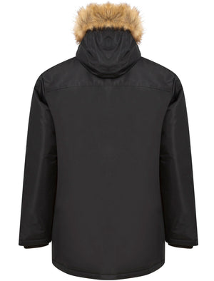 Pahana Taslon Parka Coat with Faux Fur Trim Hood in Jet Black - Tokyo Laundry