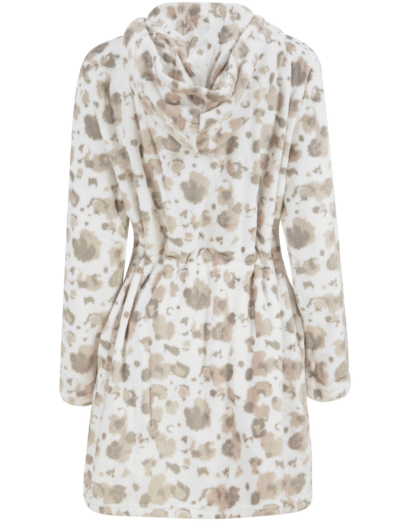 Women's Pastel Leopard Print Soft Fleece Zip Up Dressing Gown in Cocon Tokyo Laundry Women's Pastel Leopard Print Soft Fleece Zip Up Dressing Gown in Cocon Tokyo Laundry