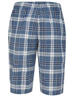 Peacham Checked Cotton Woven Lounge Pyjama Shorts in Medieval Blue - Tokyo Laundry