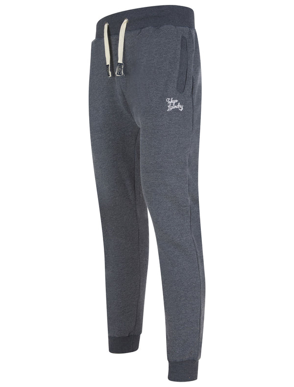 Peckham Brushback Fleece Cuffed Joggers in Dark Navy Marl - Tokyo Laundry