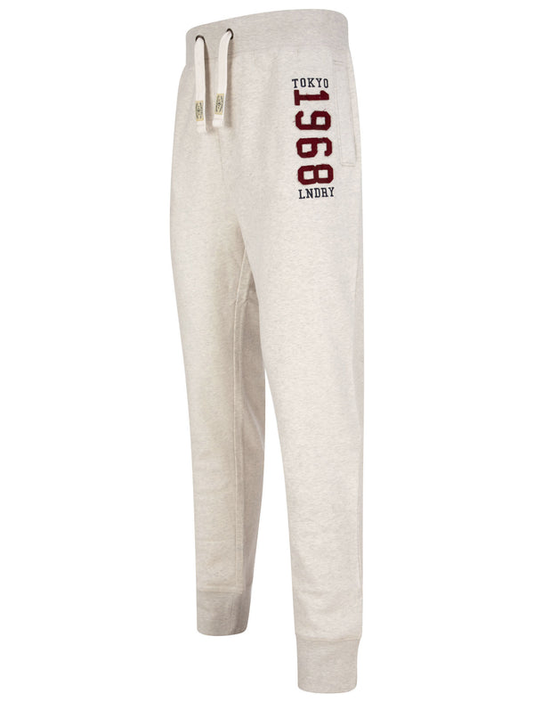 Philipot Brushback Fleece Cuffed Joggers in Oatmeal Marl - Tokyo Laundry