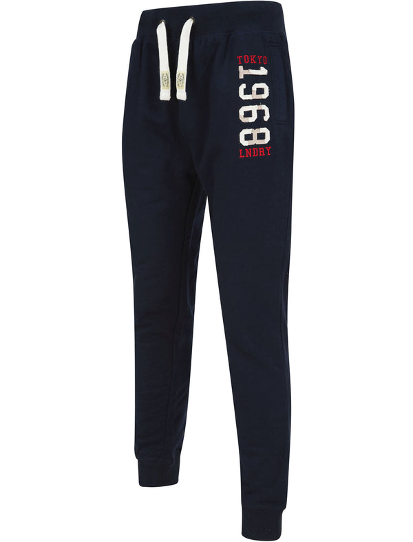 Philipot Brushback Fleece Cuffed Joggers in Sky Captain Navy - Tokyo Laundry