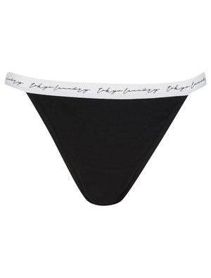 Pippa (3 Pack) Assorted Cotton Tanga Briefs In Jet Black / Optic White –  Tokyo Laundry