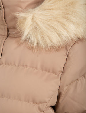 Pisa Quilted Puffer Jacket With Faux Fur Hood In Ginger Snap - Tokyo Laundry