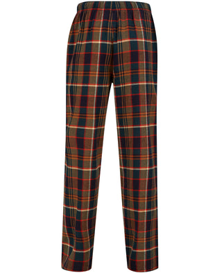 Portsdown Brushed Flannel Woven Checked Cotton Lounge Pants in Green / Navy  - Tokyo Laundry