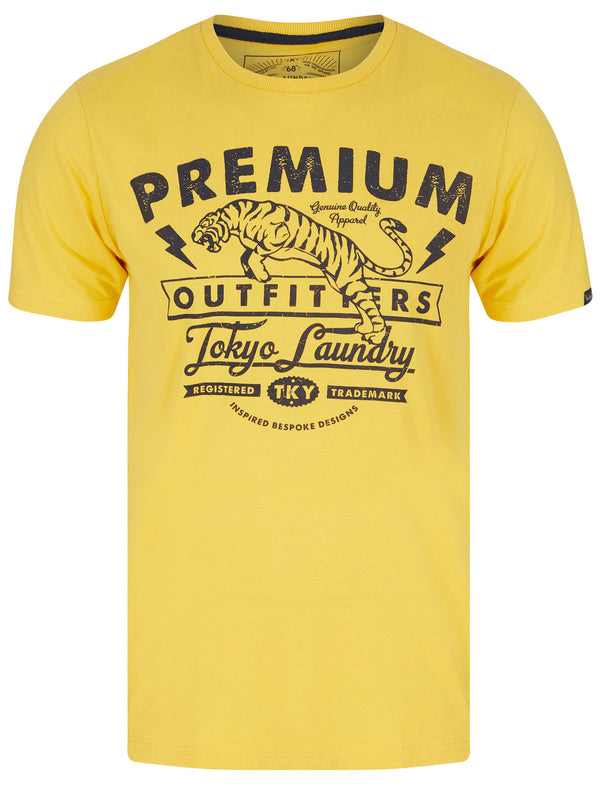 Premium Wheel Motif Cotton Jersey T-Shirt in Mimosa Yellow - Tokyo Laundry