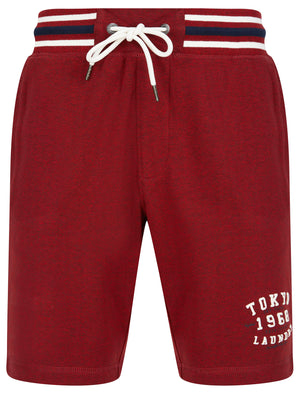 Prog Motif Brushback Fleece Grindle Jogger Shorts in Red -Tokyo Laundry