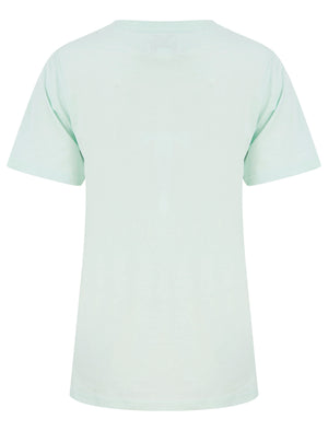 Quinn Rose Gold Foil Motif Cotton Jersey T-Shirt in Dusty Green - Tokyo Laundry